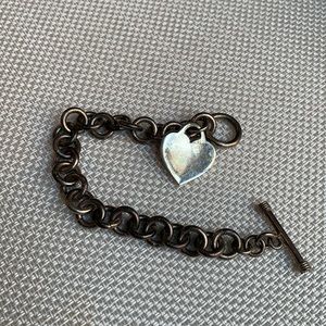 Heart Tag Vintage sterling silver heavy bracelet